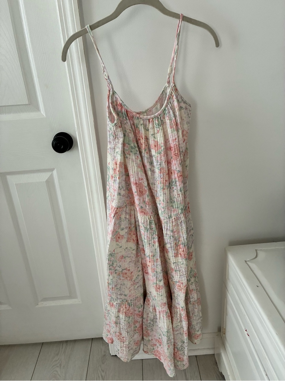 H&M Pastel Floral Spaghetti-Strap Midi Dress